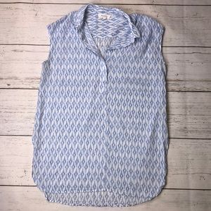 Two by Vince Camuto Blue & White Sheer Tunic